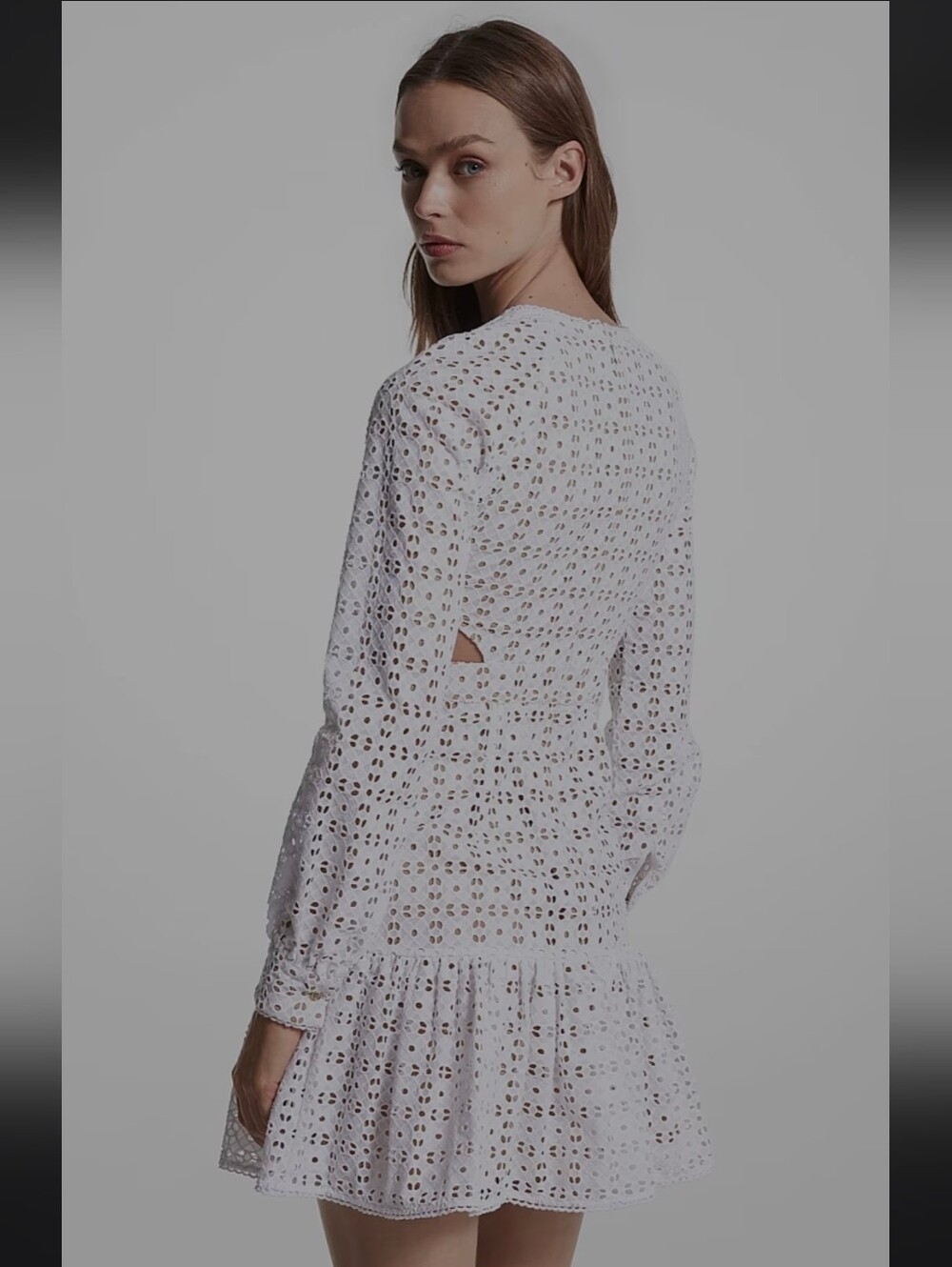 Michael Kors White Eyelet Longsleeve Cutout Dress